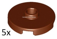 New Lego 5x Reddish Brown Tile, Round 2 x 2 with Open Stud 18674