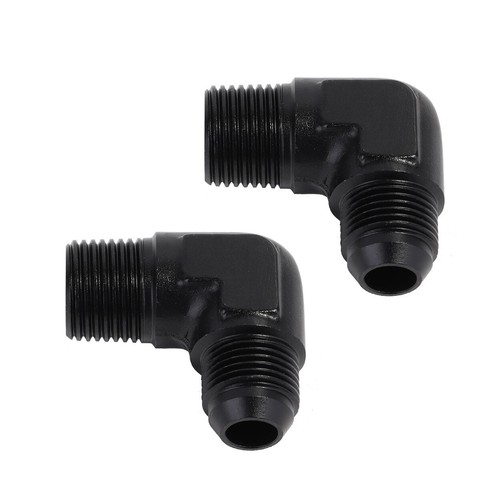 Male Flare 10AN to 3/8 NPT Pipe Male 90 Degree Fitting Adapter Union Black 2Pcs - Afbeelding 8 van 13