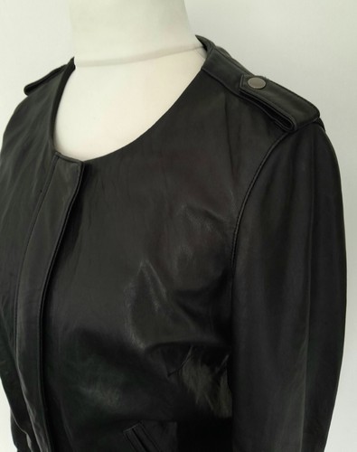 M&S EDIZIONE LIMITATA - Giacca Bomber Morbida VERA PELLE NERA Taglia 12 - Foto 6 di 18