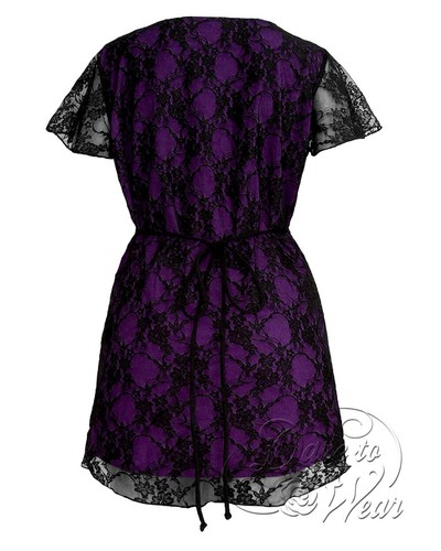 Dare To Wear Sweetheart Top Black/Purple Size L New With Tags - Picture 2 of 5