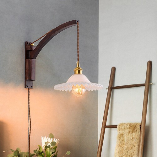 Foldable Japanese Style Walnut Adjustment Wall lamp LED Wall Sconce Lights Lamp - Picture 4 of 18