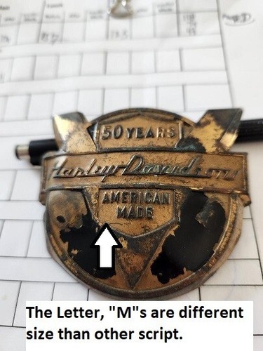 OEM 50th Anniversary Harley Davidson Panhead Front Fender Medallion - Picture 3 of 10