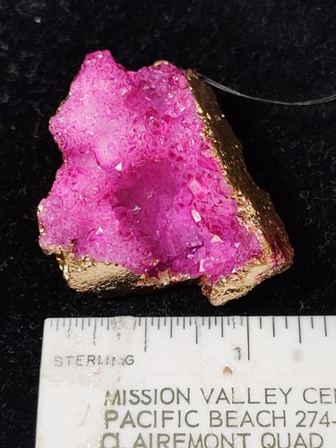 Pink Geode Crystal Pendant Dipped In Gold - Picture 14 of 17
