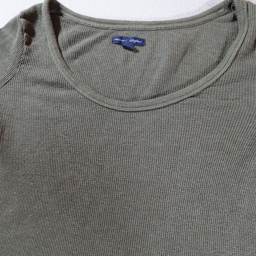 Y2K American Eagle Babydoll Henley Shirt Youth Large Green Waffle Knit Grunge - Picture 3 of 12