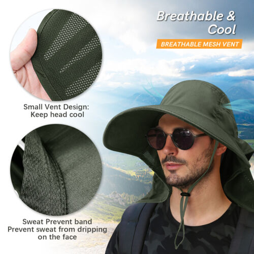 Sombrero de sol de ala ancha de verano transpirable gorra de cubo pesca protección UV hombres mujeres - Imagen 245 de 251