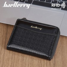 Mens Wallet RFID Blocking Leather Credit Card ID Holder Waterproof Zipper Purse
