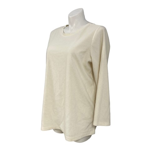 D&Co Top Donna 1X Camicia Cabincore Crema a Costine Lavoro Ufficio Basic Minimalista - Foto 7 di 13