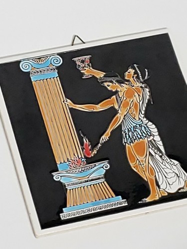 Olympic Flame Handmade Decorative Tile Made In Greece - Picture 2 of 3
