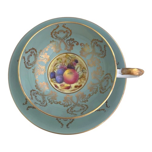 Aynsley Orchard Vintage Sea Foam Green & Gold Tea Cup & Saucer Set 2832 D. Jones - Picture 12 of 12