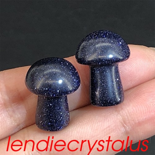50pcs Blue Gold Sand Mushroom Quartz Crystal Mineral 1" Gem Figurines Healing - Picture 6 of 12