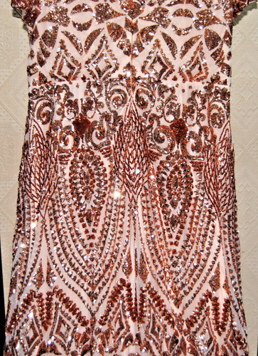 Women's Short Sleeve Sequined A-Line Formal Evening Dress Size 24 New T2391 - Picture 12 of 18