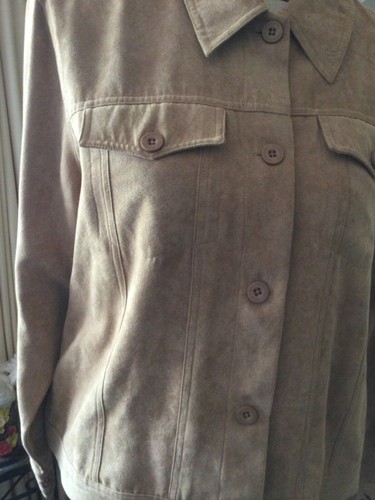 Relativity Damen Fax Wildleder Bluse Jacke braun große Stickerei Langarm Bo - Bild 11 von 12