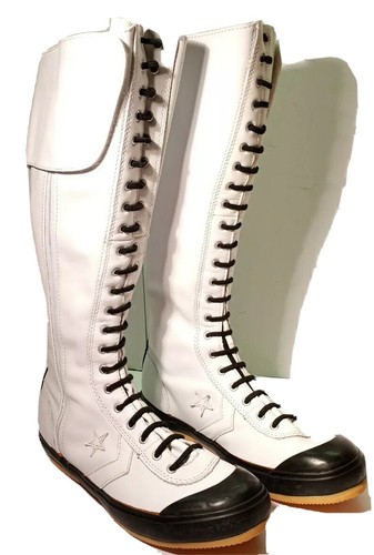 Rare Converse All Star White Leather Knee High Zip