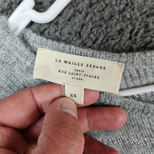 La Maille Sezane Damen Gr. XS Strickjacke Knopfleiste grau Strick Mohair Pullover - Bild 6 von 9