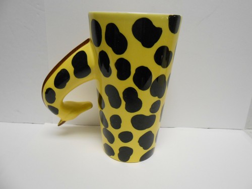 Animal Giraffe Mug Neck Handle Coffee Cup Tall Yellow, Black and Cute! - Afbeelding 9 van 14