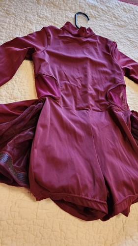 Girls Size Medium Child (8-10) Professional Dance Costume Plum EUC long sleeve - Picture 2 of 20