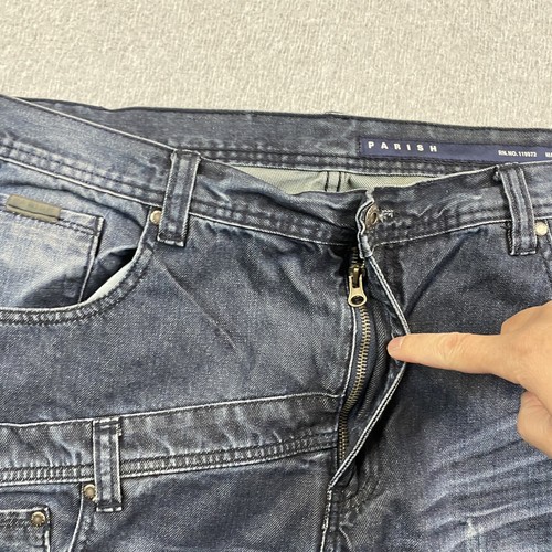 Parish Nation Jeans Mens 40x33 Straight Relaxed Dark Wash Streetwear Distressed* - Picture 13 of 24