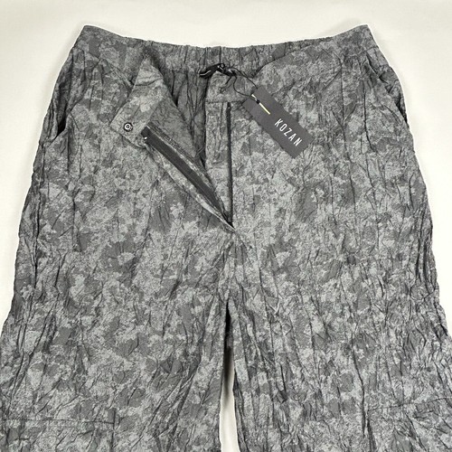 Kozan Womens L Aliza Wide Leg Oversized Cargo Pocket Pant Gray Cloud Lagenlook - Picture 12 of 20