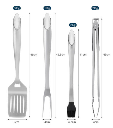 4pcs Set Heavy Duty BBQ Grill Tool Set Stainless Steel Spatula set for Dad - Picture 5 of 9