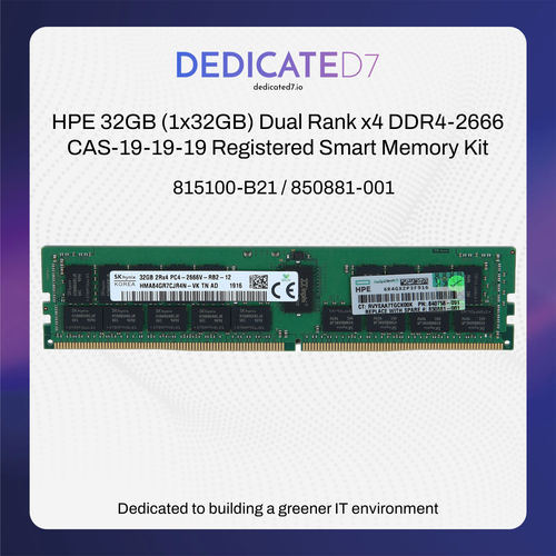 Kit memoria intelligente registrata HPE 32 GB (1x32 GB) Dual Rank x4 DDR4-2666 815100-B21 - Foto 1 di 3