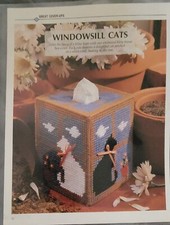 WINDOWSILL CATS TISSUE TOPPER PLASTIC CANVAS PATTERN INSTRUCTIONS