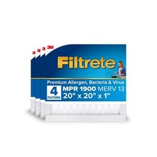 20x20x1 AC Furnace Air Filter,MERV 13,MPR 1900,Premium Allergen, Bacteria 4-Pack