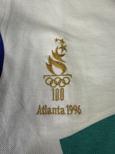 Atlanta 1996 Olympics Polo Shirt Size Small Hanes All Over Print Vintage - Picture 5 of 8