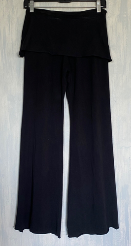 PRANA Bamboo Foldover Waist Wide Leg Yoga Dance Boho Hippie Pants Black XS