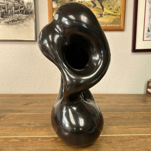 Escultura abstracta de cerámica esmaltada MCM negra de 17" al estilo de Georges Jouve - Imagen 2 de 14