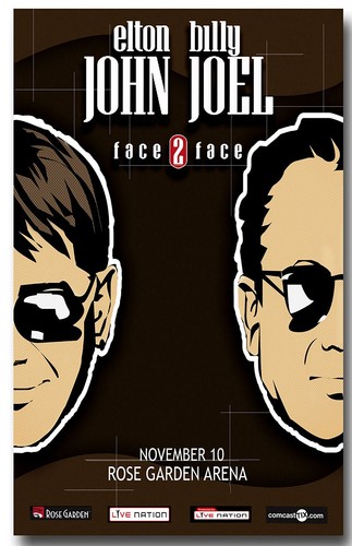 Póster de concierto de Elton John & Billy Joel Rose Garden Arena 11 X 17 enmarcado - Imagen 1 de 2