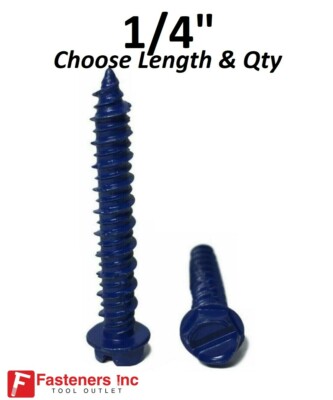 1/4'' Hex Head Concrete Masonry Tapcon Anchor Screw (Choose Length & Qty)