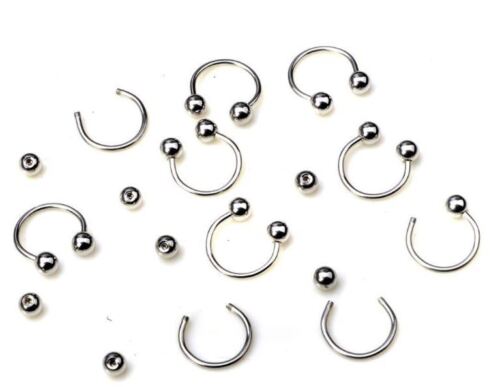 Set of 5 18-Gauge Horseshoe Rings 8 mm Stainless Steel Nose Ear Screw-on Ball - Picture 4 of 4