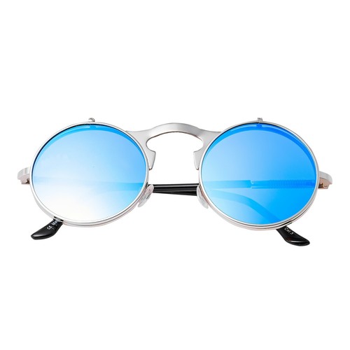 Flip Up Round Steampunk Sunglasses Goggles Retro Vintage Cyber Glasses Gothic UK - Picture 5 of 69