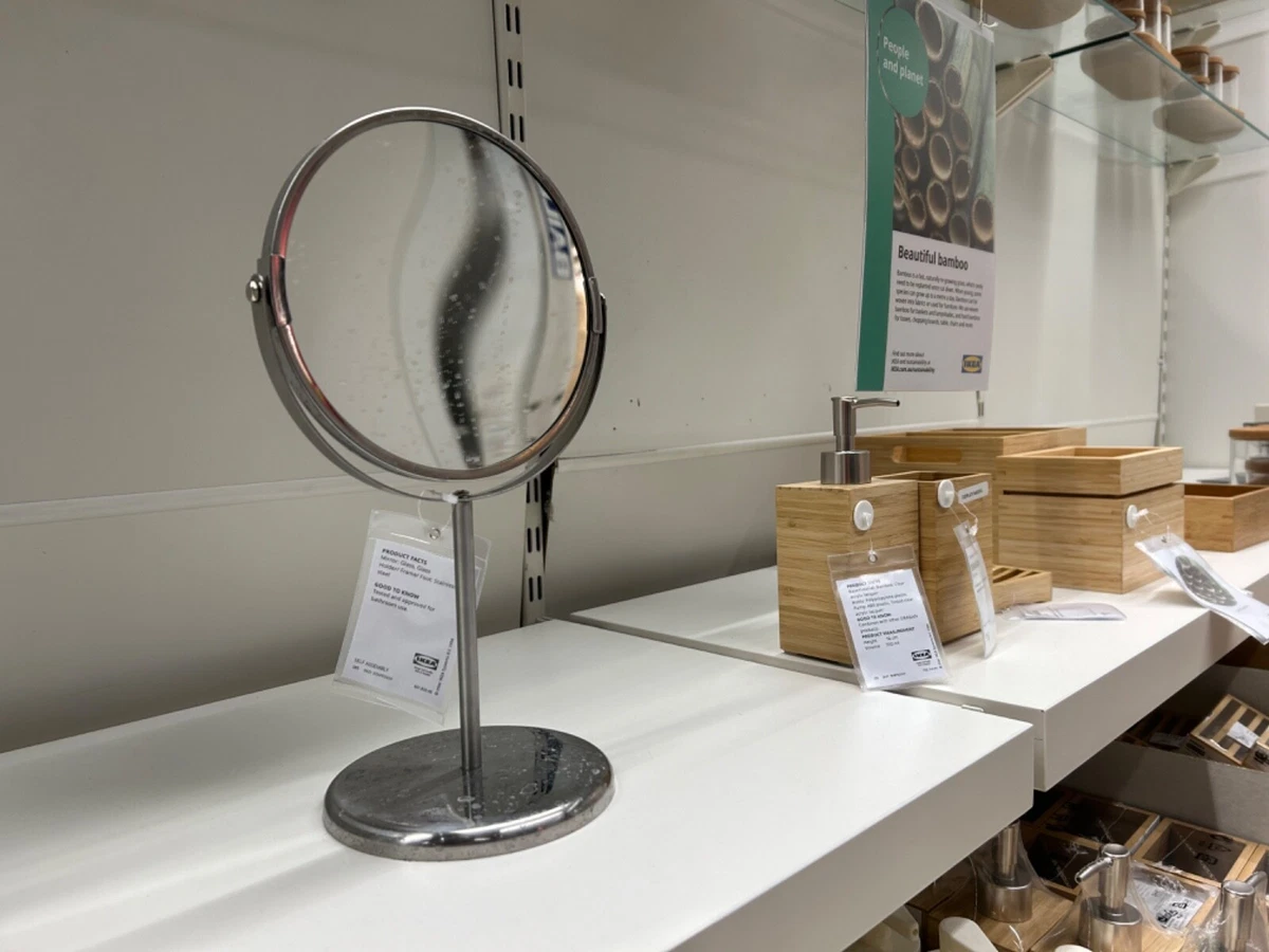 IKEA TRENSUM Stainless Steel 2-Sided Bathroom Magnifying Makeup Shaving Mirror