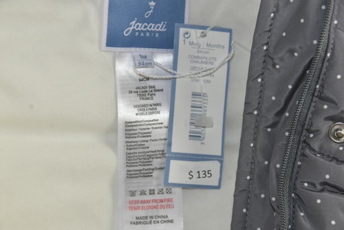 NEW NWT JACADI PARIS Baby SNOWSUIT Grey White Dot OUTERWEAR Coveralls 1 M - 第 11/11 張圖片