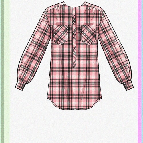 Elegancia fluida: patrones de blusa de manga larga holgados para mujer, tallas 6-14, blanca - Imagen 6 de 7