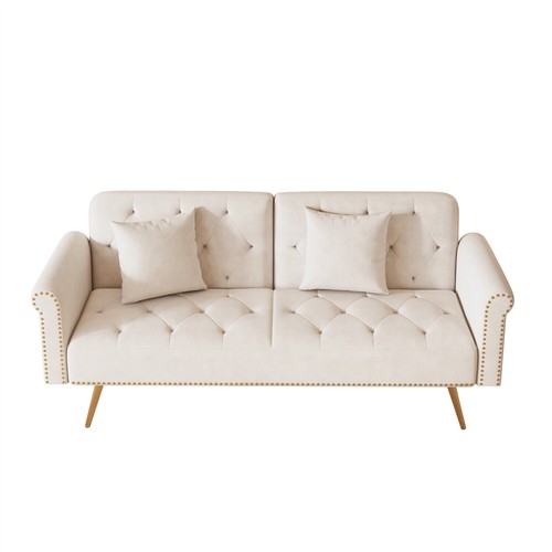 Convertible Sleeper Sofa Bed Velvet Loveseat 2-Seater Sofa Couch Folding Sofa - Picture 12 of 63