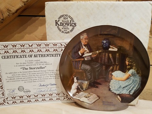 Nuovo piatto da collezione Norman Rockwell The Storyteller Knowles 1983 - Swanky Barn - Foto 12 di 12