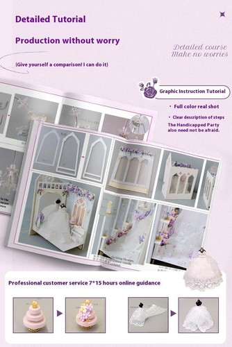 Kits de madera para libros de boda con estante miniatura hágalo usted mismo con muebles piano hechos a mano - Imagen 16 de 19