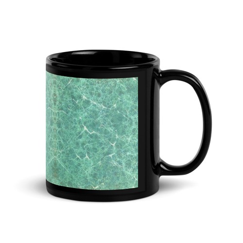 Ceramic Coffee Mug "Beach Glass Marble" Black Glossy Mug - Picture 3 of 7