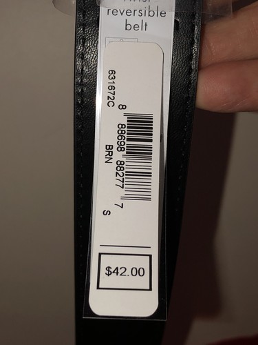 NWT S CALVIN KLEIN REVERSIBLE BROWN & BLUE FLORAL BELT SILVERTONE BUCKLE $42 - Picture 6 of 12