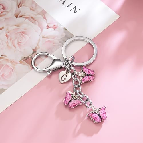 Letter Initial Keychain Butterfly Purse Charm Keyring Accessory Cute Pink L - Bild 3 von 4