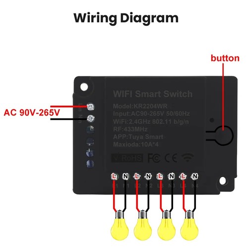 4CH Tuya 220V WIFI Module Remote Control 110V Receiver 10A Relay for7047 - Picture 6 of 6