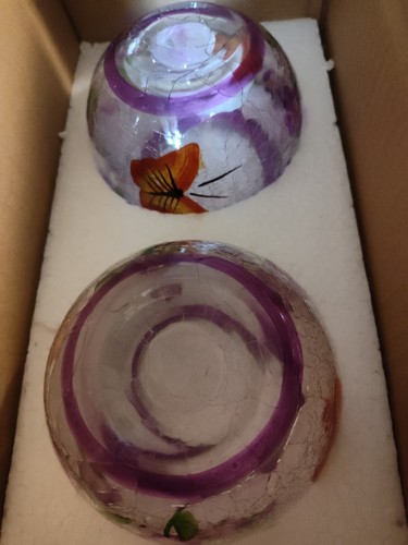 Crackle Glass Candle Holder 2" Opening 3"Tall - Picture 4 of 4