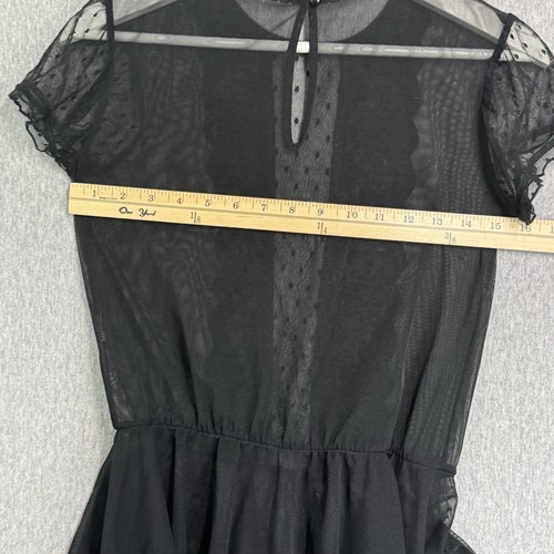 Lux Top Womens XS Black Sheer Lace Peplum Blouse Whimsigoth Steampunk Dark Fairy - Picture 11 of 13