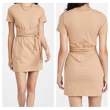 Alice + Olivia Women's Evie Tie Waist Dress Size S/P Small Tan