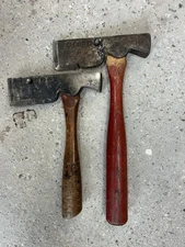 Vintage Lot 2 PLUMB Roofing Lathing Shingle Hatchet Axe Hammer~Waffle Head~USA~