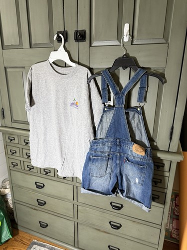 Columbia Snoopy Xl Shirt ๐ถ Girls Jean Overall Shorts Size 12 - Picture 6 of 8