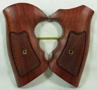New, wood checkered grips for Colt Cobra