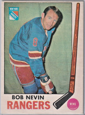 1969-70 O-PEE-CHEE #40 BOB NEVIN NEW YORK RANGERS EXMT NO CREASES FREE SHIP